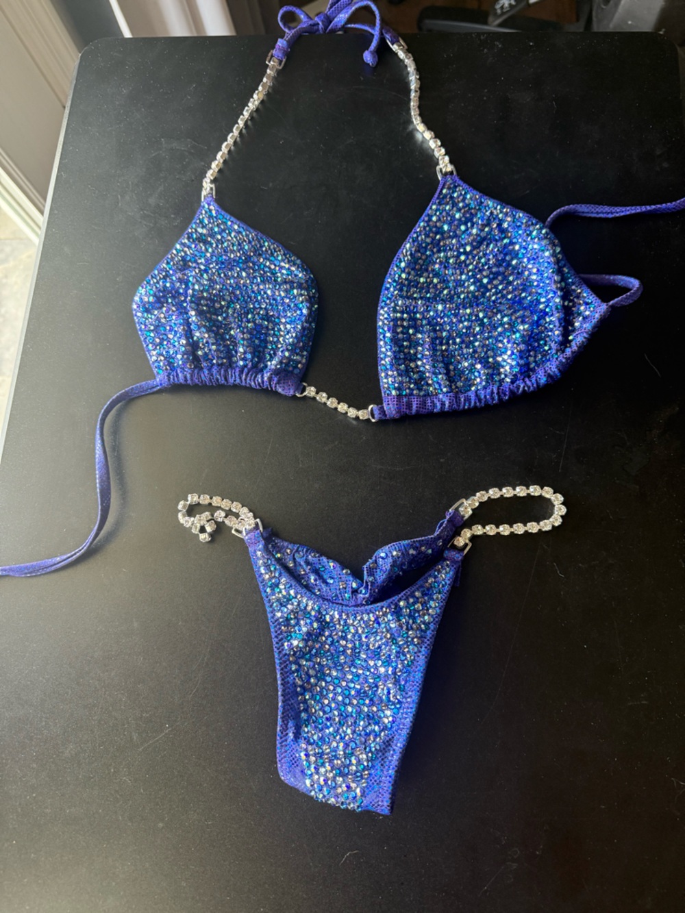 Blue Rhinestone Embellished Women's Bikini